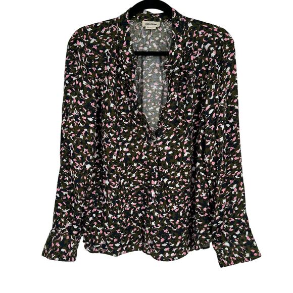 ZADIG & VOLTAIRE Tink Abstract Print Button Front Blouse Top Multicolor Size M - Picture 3 of 6